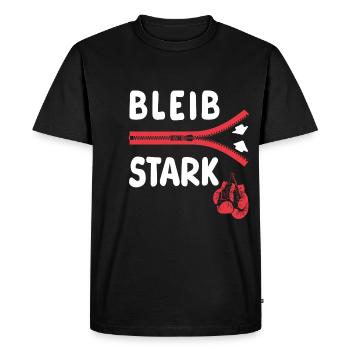 Bleib stark - Motivation - Mut - Kraft - Männer Premium Bio T-Shirt - Schwarz - Vorne - Nico (187cm)