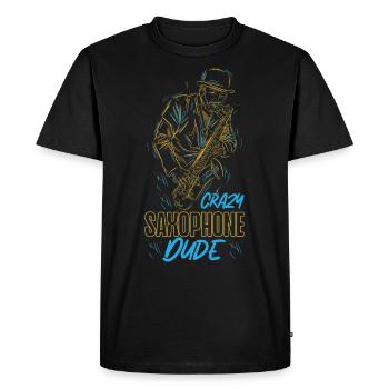 Saxophone Crazy Saxophone Dude - T-shirt Premium bio Homme - noir - Devant - Nico (187cm)