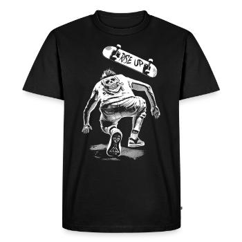 De retour sur la planche – t-shirt de skate après une chute - T-shirt Premium bio Homme - noir - Devant - Nico (187cm)