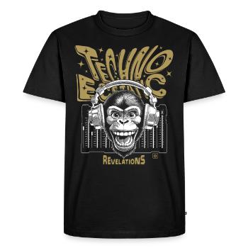 Revelations Monkey Shirt, Techno & Ecstatic Beats - Men's Premium Organic T-Shirt - black - Front - Nico (187cm)