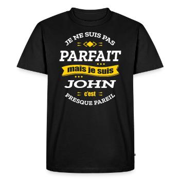 JOHN PARFAIT - PRENOM JOHN - T-shirt Premium bio Homme - noir - Devant - Nico (187cm)