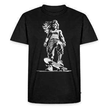 Chemise skateuse-fille résistante – Prête pour la rue - T-shirt Premium bio Homme - noir - Devant - Nico (187cm)
