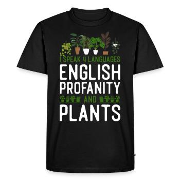 Amateur de plantes Jardinage Je parle 4 - T-shirt Premium bio Homme - noir - Devant - Nico (187cm)