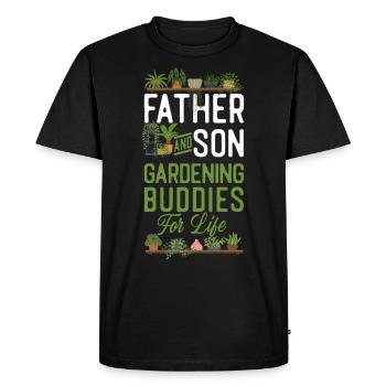 Amoureux des plantes jardinage papa fils - T-shirt Premium bio Homme - noir - Devant - Nico (187cm)