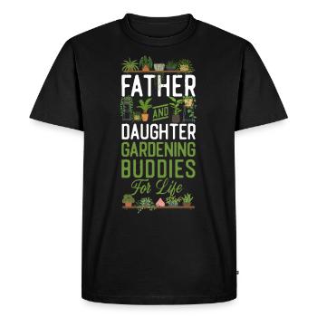 Amoureux des plantes Jardinage Papa Fille - T-shirt Premium bio Homme - noir - Devant - Nico (187cm)