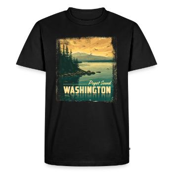 Puget Sound Washington State Retro Vintage - Men's Premium Organic T-Shirt - black - Front - Nico (187cm)