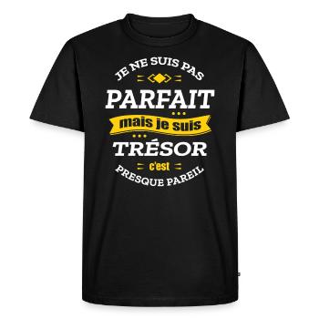 TRÉSOR PARFAIT - PRENOM TRÉSOR - T-shirt Premium bio Homme - noir - Devant - Nico (187cm)