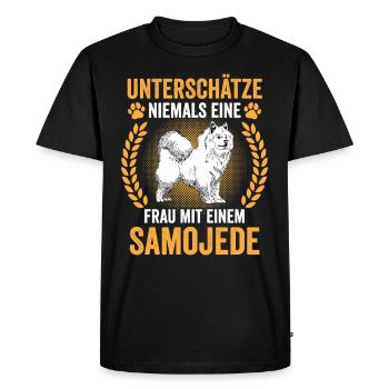 Samoyed Samoyed Spitz Woman with Samoyed - Men's Premium Organic T-Shirt - black - Front - Nico (187cm)