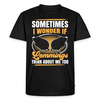 Lemmings Thinking of Me Vole Lemming - Men's Premium Organic T-Shirt - black - Front - Nico (187cm)