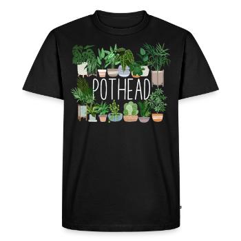 Plant Lover Gardening Pun Pot Head - Men's Premium Organic T-Shirt - black - Front - Nico (187cm)