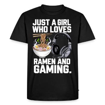 Ramen & Gaming – Parfait pour les Gamer Girls - T-shirt Premium bio Homme - noir - Devant - Nico (187cm)