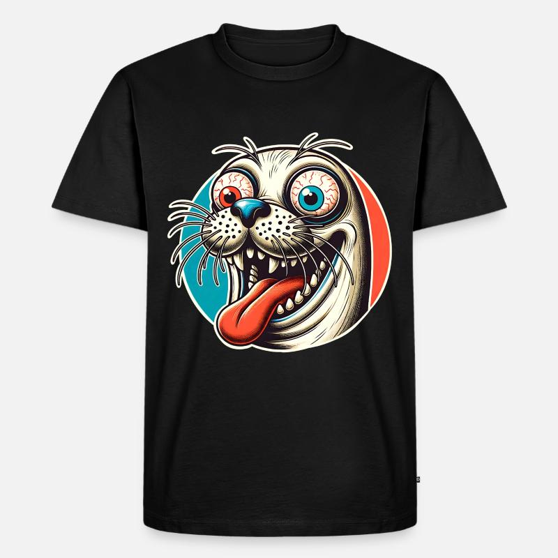 Seehund Robbe - Männer Premium Bio T-Shirt - Schwarz