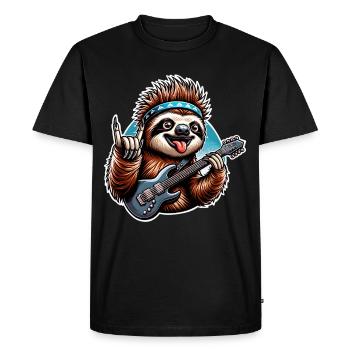 Sloth Rock and Roll Guitarist - Men's Premium Organic T-Shirt - black - Front - Nico (187cm)
