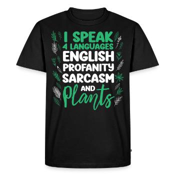 Amateur de plantes Jardinage Je parle 4 - T-shirt Premium bio Homme - noir - Devant - Nico (187cm)