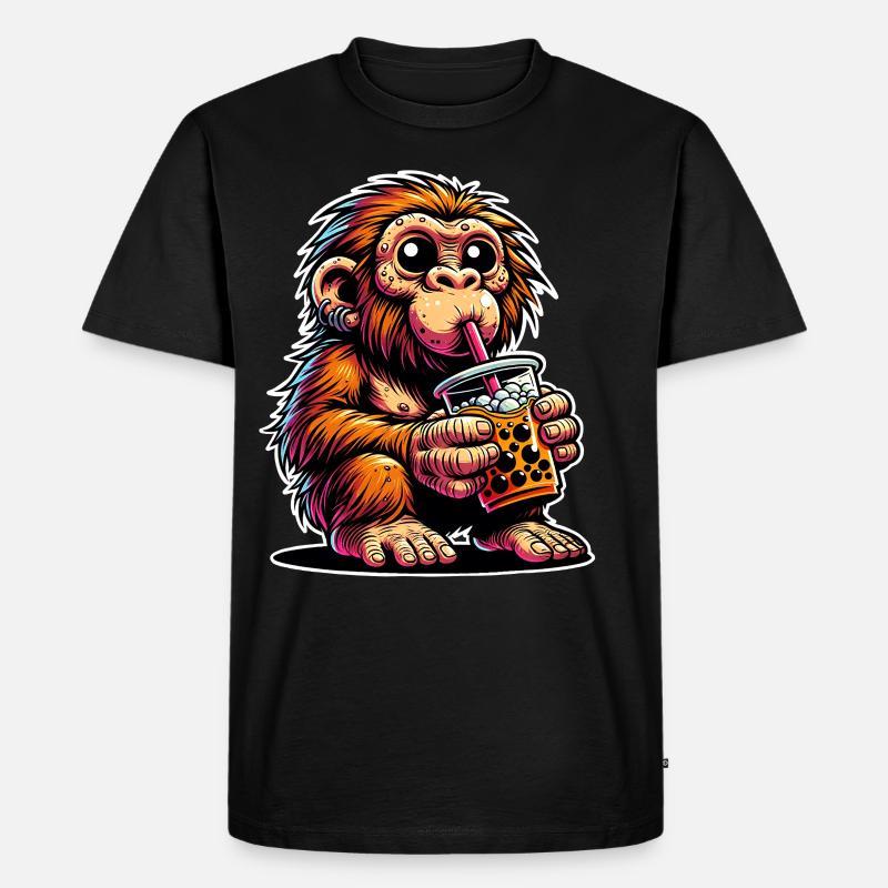 Neandertaler Bubble Tea - Männer Premium Bio T-Shirt - Schwarz