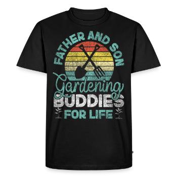 Amoureux des plantes jardinage papa fils - T-shirt Premium bio Homme - noir - Devant - Nico (187cm)