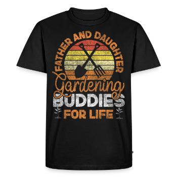 Amoureux des plantes Jardinage Papa Fille - T-shirt Premium bio Homme - noir - Devant - Nico (187cm)