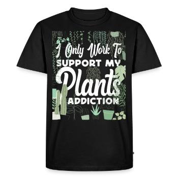 Plant Lover Gardening I Only Work - Men's Premium Organic T-Shirt - black - Front - Nico (187cm)