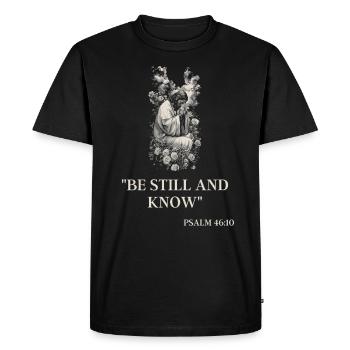 Jésus : Résurrection, Crucifixion, Roi des rois - T-shirt Premium bio Homme - noir - Devant - Nico (187cm)