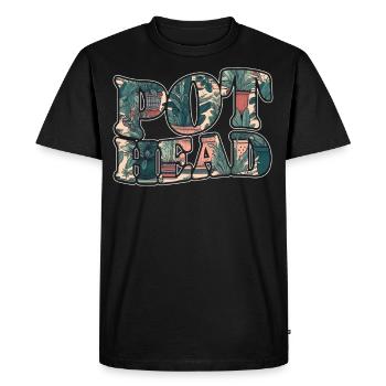 Plant Lover Gardening Pun Pot Head - Men's Premium Organic T-Shirt - black - Front - Nico (187cm)