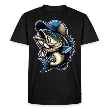 Fishing Fish With Cap Fish Hook - Men's Premium Organic T-Shirt - black - Front - Nico (187cm)