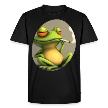 Trippy Frog Meditates: Stoner in Quack Mode - Men's Premium Organic T-Shirt - black - Front - Nico (187cm)