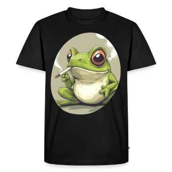 Frog Prince smokes weed heavily: Cannabis and croak - Men's Premium Organic T-Shirt - black - Front - Nico (187cm)