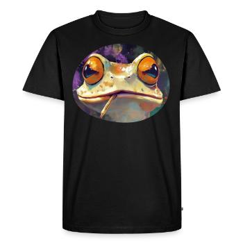 Stoned Frog Prince Smoking Weed: Funny Cannabis Toad - Men's Premium Organic T-Shirt - black - Front - Nico (187cm)