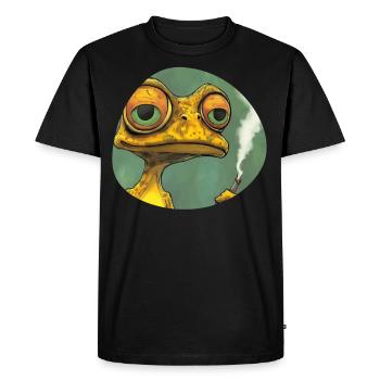 Funny Yellow Grass Smoke Frog Smoking Weed, - Men's Premium Organic T-Shirt - black - Front - Nico (187cm)