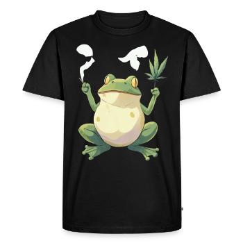 Frog with Joint and Cannabis Leaf - Weed Frog - Men's Premium Organic T-Shirt - black - Front - Nico (187cm)
