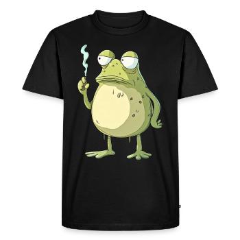 Funny Frog with Joint - Weed Frog Design - Men's Premium Organic T-Shirt - black - Front - Nico (187cm)