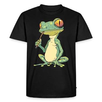 Frog with Joint in Mouth - Weed Frog Design - Men's Premium Organic T-Shirt - black - Front - Nico (187cm)