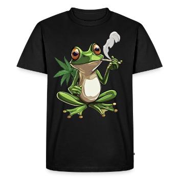 Frog with Joint and Cannabis Leaf - Weed Frog D - Men's Premium Organic T-Shirt - black - Front - Nico (187cm)