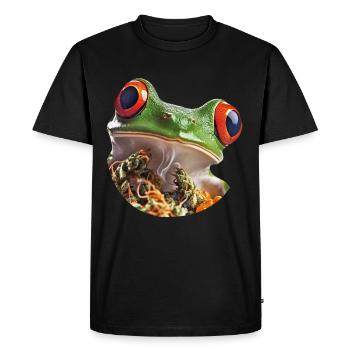 Grenouille de marijuana aux yeux rouges - Weed Design - T-shirt Premium bio Homme - noir - Devant - Nico (187cm)