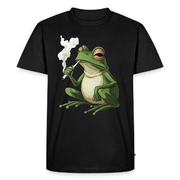 Frog with Cigarette in Mouth - Weed Frog Design - Men's Premium Organic T-Shirt - black - Front - Nico (187cm)
