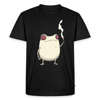 Red-eyed frog and cannabis flower - Men's Premium Organic T-Shirt - black - Front - Nico (187cm)