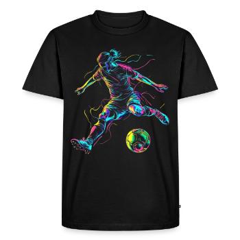 Colour explosion footballer - dynamic design - Men's Premium Organic T-Shirt - black - Front - Nico (187cm)