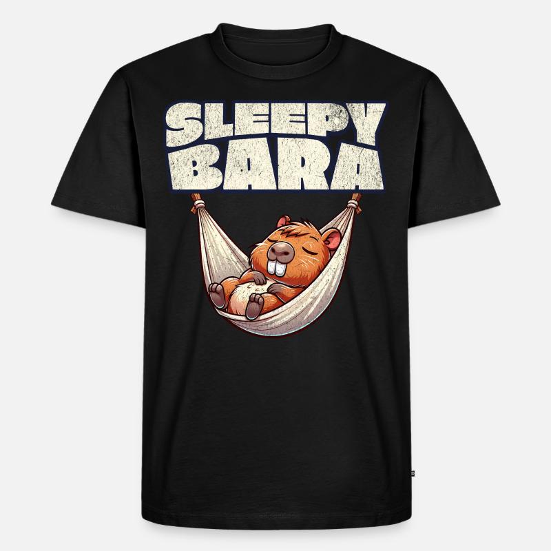 Capybara Sleepybara - Männer Premium Bio T-Shirt - Schwarz