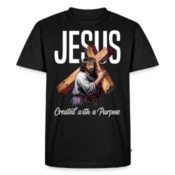 Jesus Created With A Purpose - Men's Premium Organic T-Shirt - black - Front - Nico (187cm)