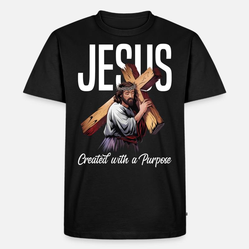 Jesus Created With A Purpose - Männer Premium Bio T-Shirt - Schwarz