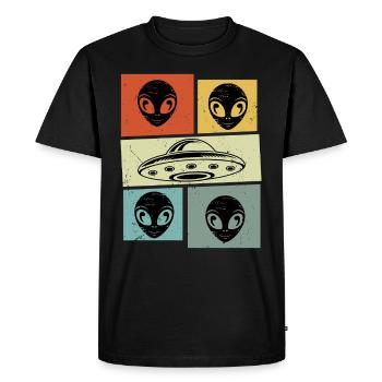 Alien Ovni Rétro Vintage - T-shirt Premium bio Homme - noir - Devant - Nico (187cm)