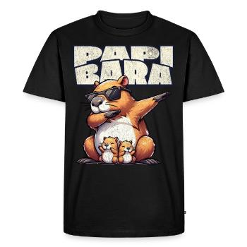 Papibara Capybara Père Papa - T-shirt Premium bio Homme - noir - Devant - Nico (187cm)