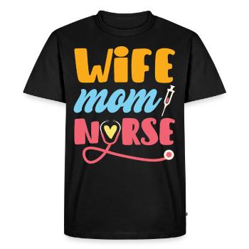 Épouse Maman Infirmière - T-shirt Premium bio Homme - noir - Devant - Nico (187cm)
