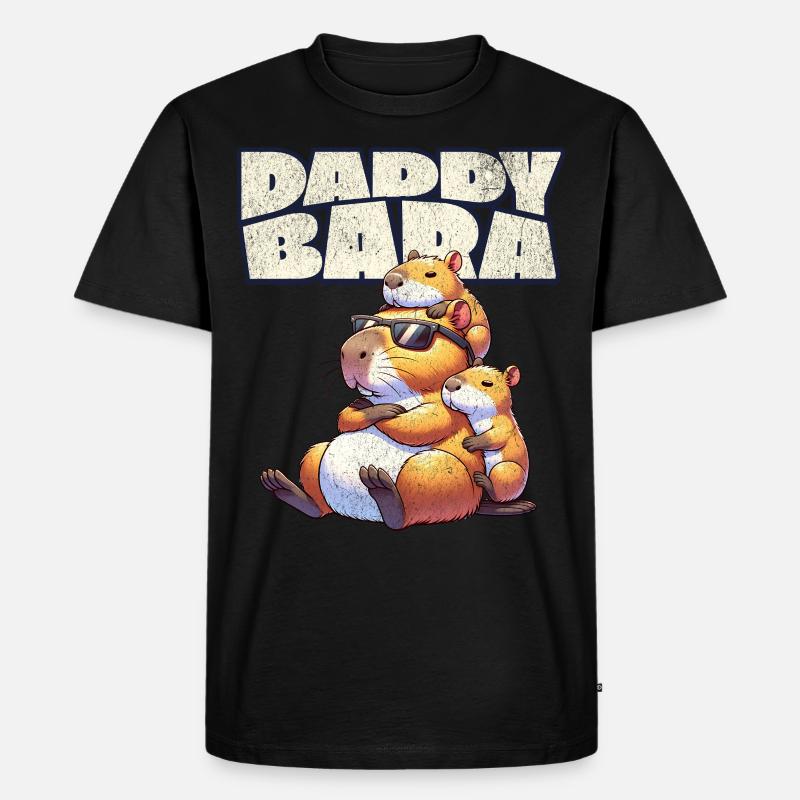 Daddybara Capybara Vater Papa - Männer Premium Bio T-Shirt - Schwarz