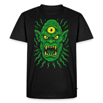 Cyclope Orc Néon à trois yeux avec des yeux de monstre - T-shirt Premium bio Homme - noir - Devant - Nico (187cm)