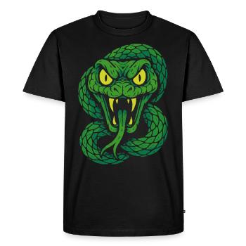 Serpent venimeux en colère dans le style néon - T-shirt Premium bio Homme - noir - Devant - Nico (187cm)