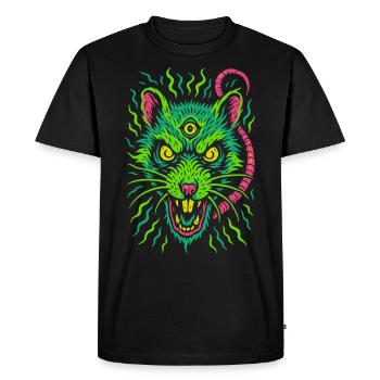 Three-eyed neon rat with an amazing look - Men's Premium Organic T-Shirt - black - Front - Nico (187cm)