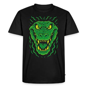 Tête de lézard en colère dans le style néon - T-shirt Premium bio Homme - noir - Devant - Nico (187cm)