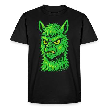 Lama néon en colère avec un look de tueur - T-shirt Premium bio Homme - noir - Devant - Nico (187cm)