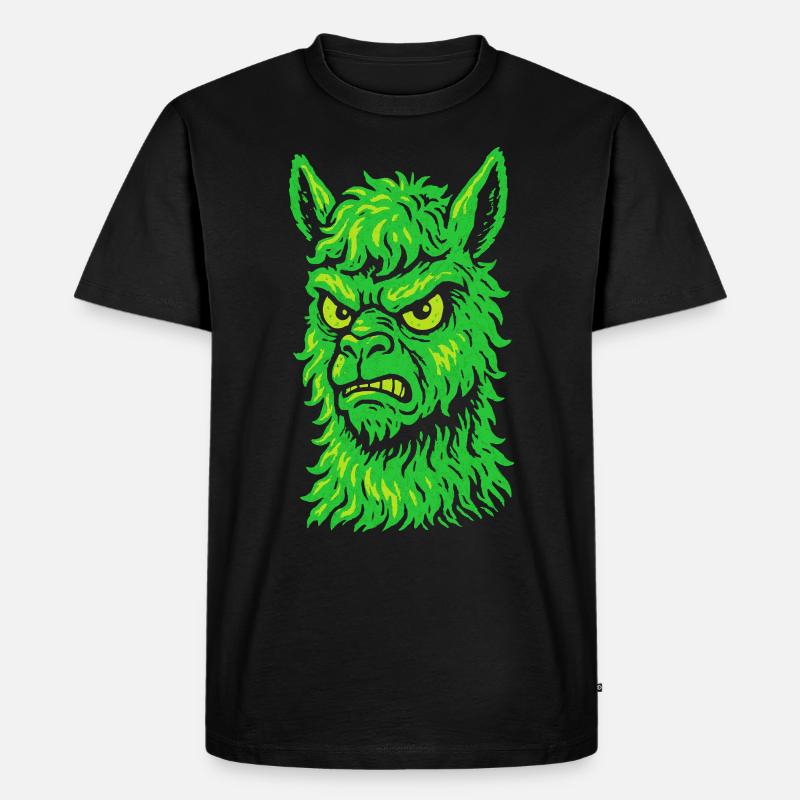 Wütendes Neon-Lama mit Killerblick - Männer Premium Bio T-Shirt - Schwarz